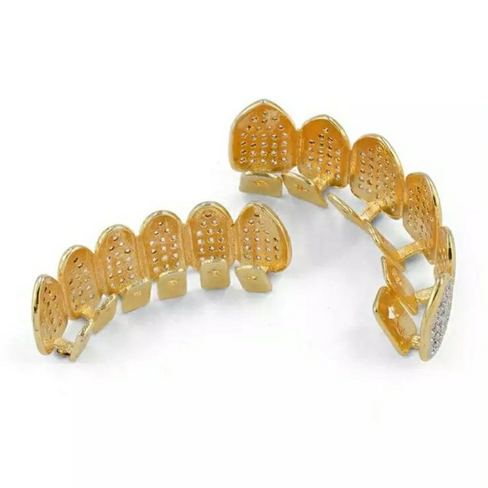 Iced Out Micro Pave Diamond Simulate Grillz Set - Picture 2 of 3